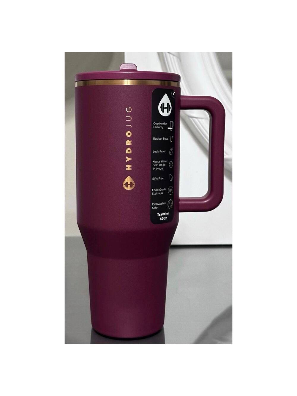 Hydrojug 40 oz Traveler, MERLOT